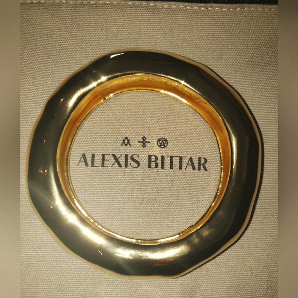NWOT Alexis Bittar Gold Chunky Sculptural Large Bangle